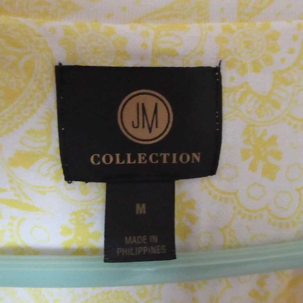 JM Collection Tunic Top, Size-M, NWT, Yellow/White Print - Picture 8 of 8
